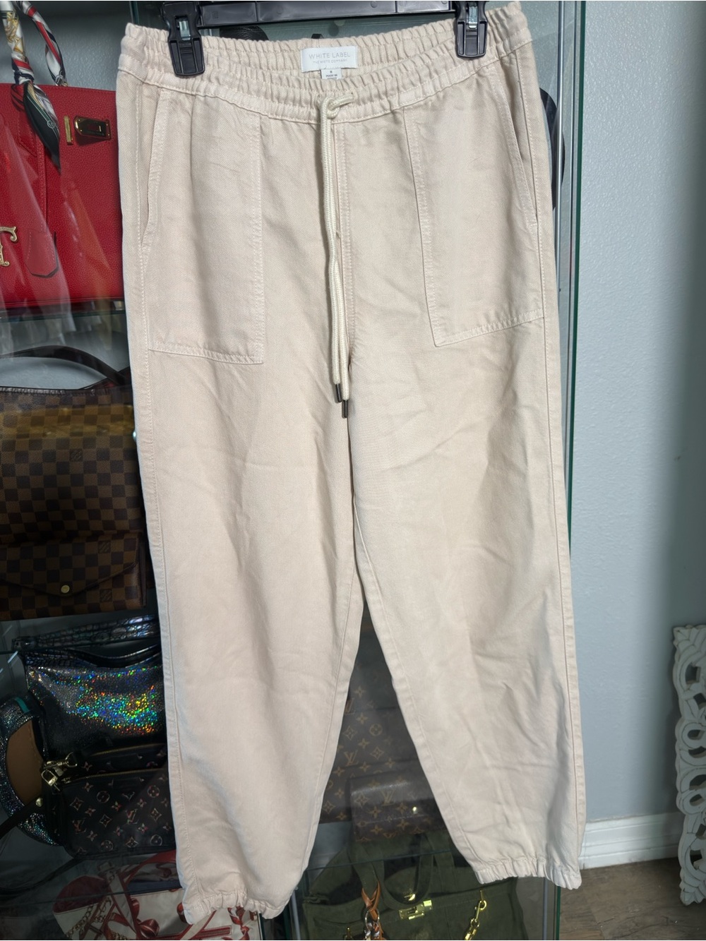 The White Company Cream Drawstring Cotton Joggers